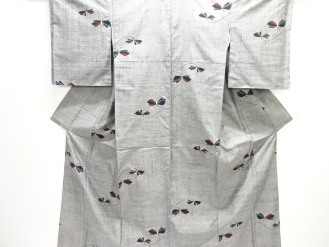 JAPANESE KIMONO / TSUMUGI / WOVEN FLOWER